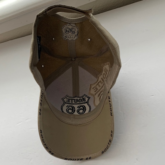 Sports Cap - Route 66 Beige Baseball Cap w/ Embroidered & Adjustable Strap-back - Picture 7 of 13